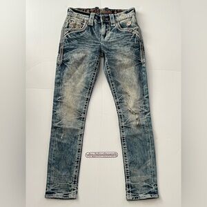 Rock Revival Jeans Zinfandel Slim Taper Mens 27 x 30  Denim Distressed